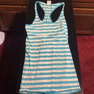 Blue striped racer back tank top
